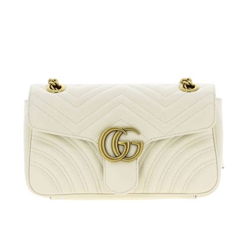 Gucci white leather crossbody bag